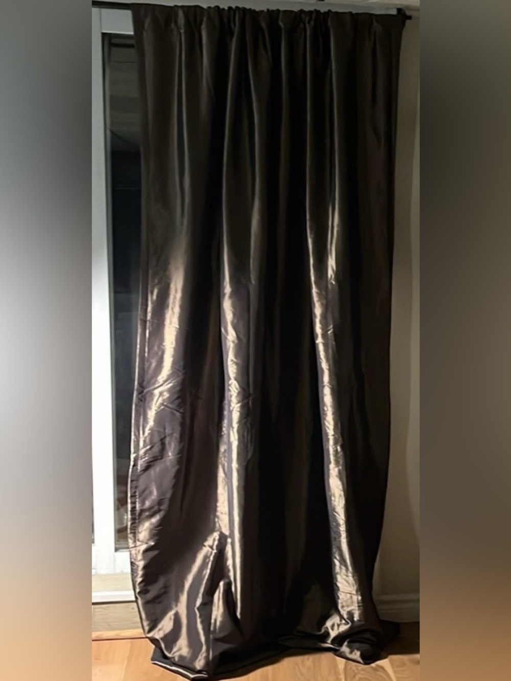 Satin-Look Dark Brown Window Curtain’s Set of Two  ( 53X89 inches)